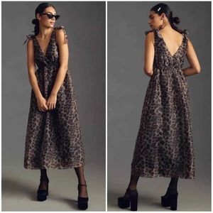 Anthropology Cheetah Print Midi Dress